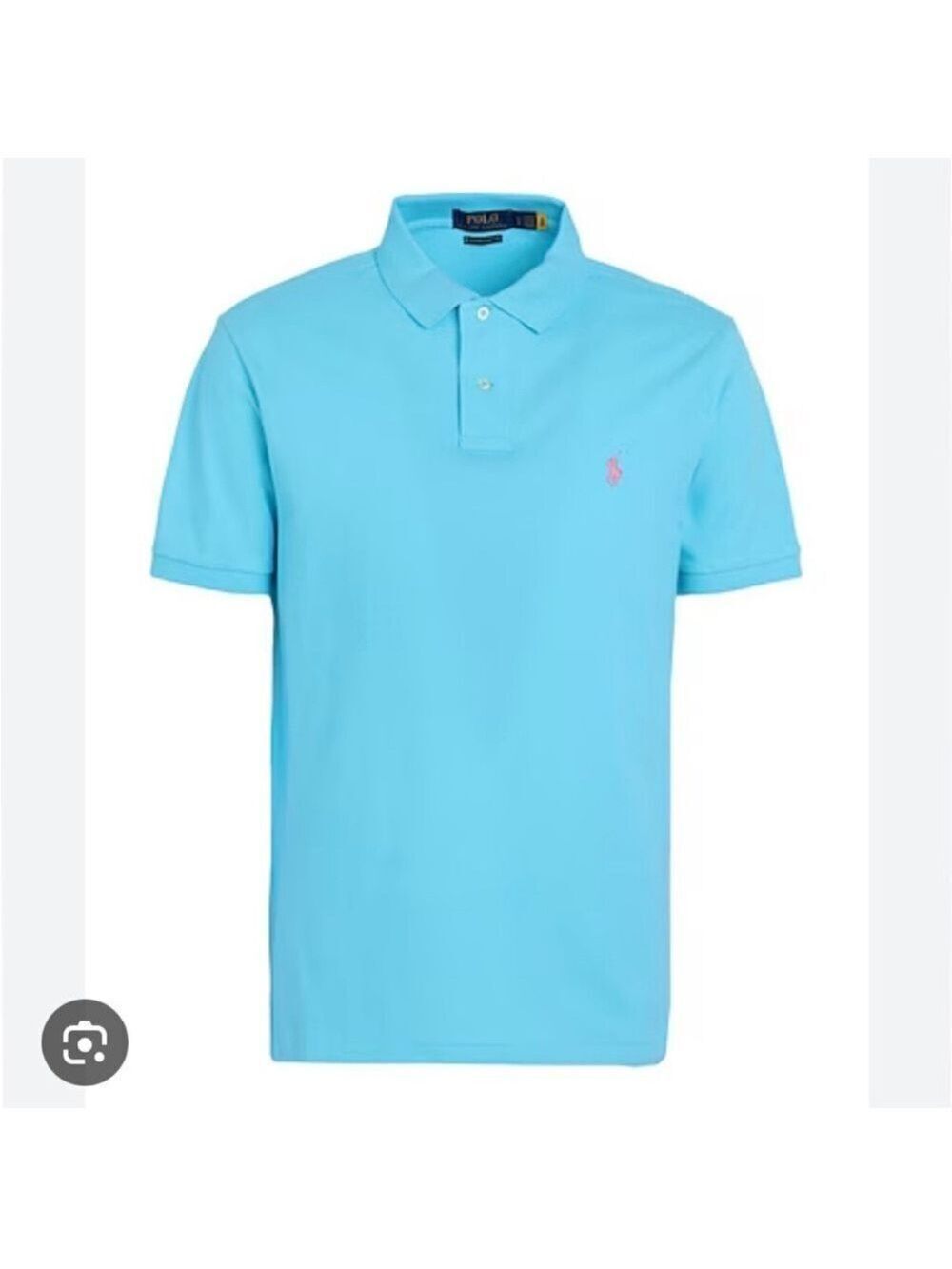 Ralph Lauren Men's Sky Blue Polo with Pink Logo